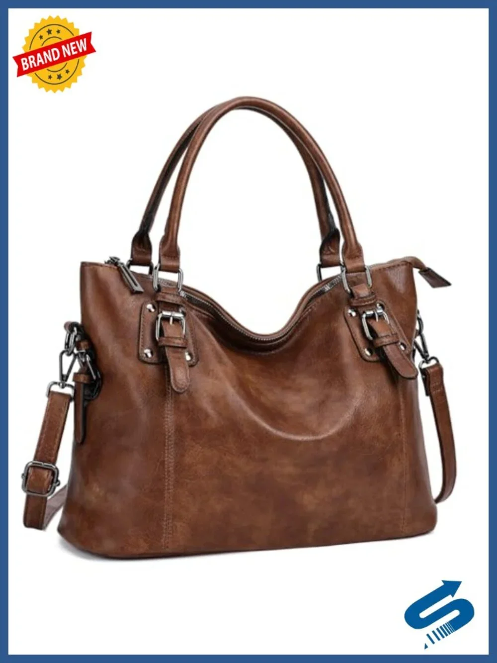Faux Leather Hobo Bag with Zipper Top, Convertible Shoulder Crossbody Purse